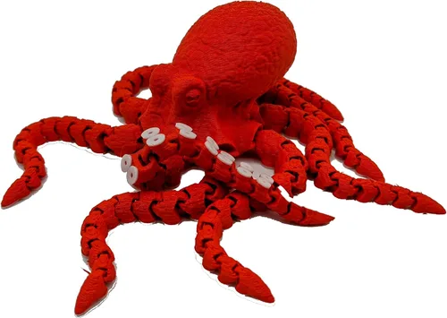 Miniatura 9 de Pulpo impreso en 3D – Personalizable, hecho a pedido Modelo animal articulado (pequeño, morado con tentáculos verde lima)
