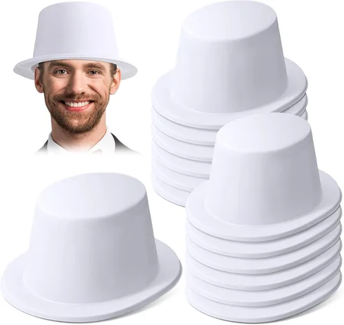 Miniatura 8 de SATINIOR Paquete de 12 sombreros de plástico negro a granel para mujeres, disfraz de mago para hombres, suministros de fiesta de cumpleaños retro
