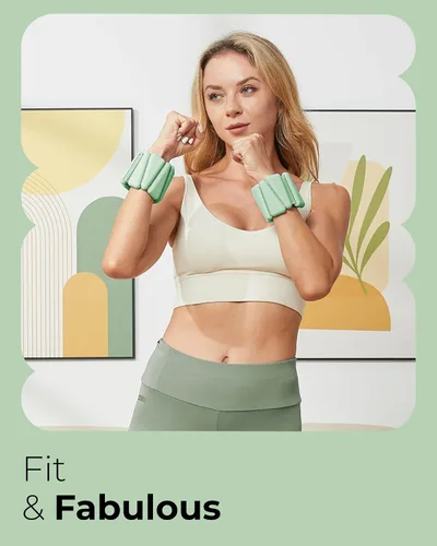 Miniatura 5 de Peso para Pilates Pesas ajustables para muñeca y tobillo para mujeres Brazaletes con peso 1 libra/ 2 libras cada una (Juego de 2)