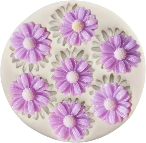 Moldes de Silicona de Flores de Margarita Molde de Fondant de Flor de Crisantemo Para Decoración de Pasteles Adornos de Cupcakes Dulces Chocolate