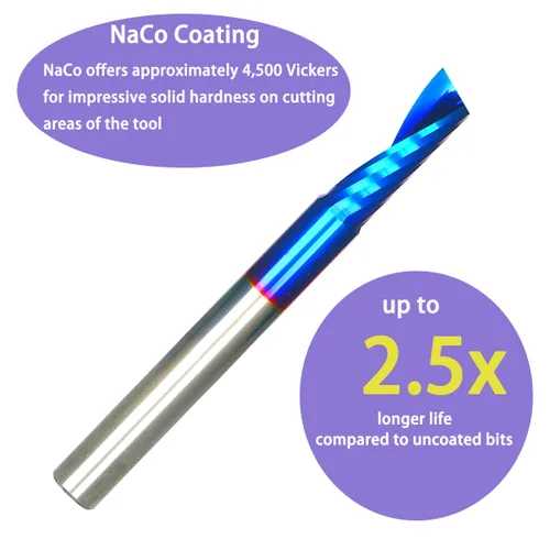 Miniatura 4 de Fresa de extremo CNC de carburo sólido de corte de 1/4 pulgadas de diámetro de corte simple 0 flauta espiral Router Bit para acrílico PVC Ruhi UO131