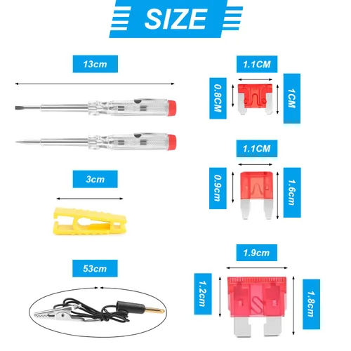 Miniatura 3 de Juego surtido de 310 fusibles para automóvil, estándar y mini y de perfil bajo con probador de fusibles y extractor, fusibles de repuesto ATM/ATO