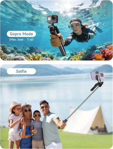 Miniatura 7 de Trípode para selfie stick de 67 pulgadas con luz, soporte de teléfono básico para iPhone y Samsung, trípode extensible todo en uno con control