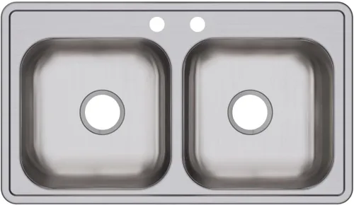 Miniatura 11 de Dayton D233221 Equal - Fregadero de acero inoxidable con doble tazón, 33 x 22 x 6.5 pulgadas