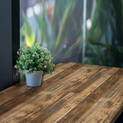 Miniatura 7 de Decoroom Papel tapiz de madera para despegar y pegar de 17.7 x 394 pulgadas, papel de pared de madera envejecido Marrón