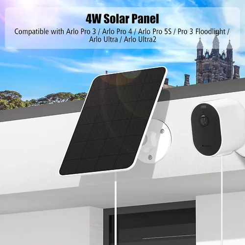 Miniatura 2 de Cargador de panel solar compatible con Arlo Pro 3/Pro 4/Pro 5S/Pro 3 Floodlight/Ultra/Ultra2, carga de paneles solares de 5 V 4 W, IP66 resistente a