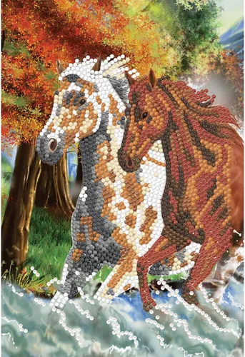 Crystal Art Cuaderno de pintura de diamantes, kit de cuaderno de caballos salvajes, crea una cubierta brillante para cuaderno con cristales, para