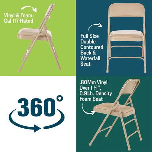 Miniatura 7 de National Public Seating - Sillas plegables portátiles acolchadas de alta calidad, serie 1300, tapizadas, sillas plegables resistentes