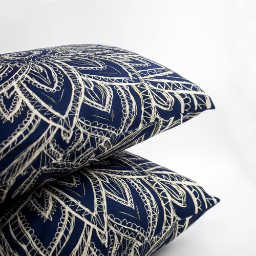 Miniatura 7 de Juego de 2 fundas de almohada decorativas de felpa cuadrada moderna azul marino abstracto con cremallera oculta para sofá del hogar, funda de cojín