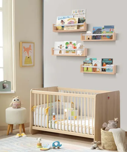 Miniatura 2 de Juego de 4 estantes flotantes blancos para pared para habitación de niños, estantería infantil (juego de 4 blanco)
