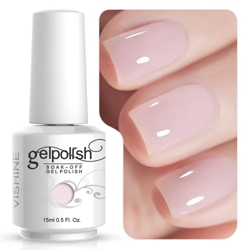 Miniatura 13 de Vishine 15ml de esmalte de uñas en gel blanco lechoso transparente, color desnudo, con acabado de gel de cristal, para quitar con lámpara UV o LED