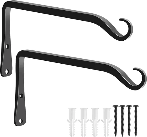 Miniatura 16 de FEED GARDEN Ganchos de pared para plantas colgantes de 10 pulgadas, paquete de 2 soportes de metal resistentes para plantas, con capacidad para 48