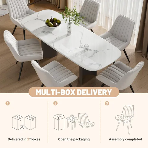 Miniatura 7 de Juego de 2 sillas de comedor modernas de mediados de siglo con cojín suave, cómodas sillas de comedor tapizadas de tela para cocina, color negro