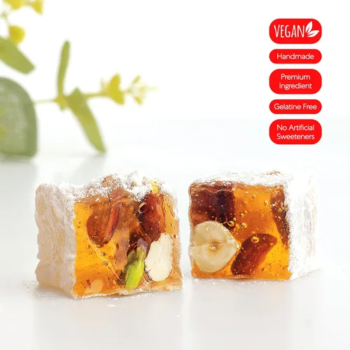 Miniatura 4 de Hazer Baba Delicias Turcas, Caja de bocadillos gourmet con nueces mixtas y sabor a vainilla, bocadillo tradicional vegano, Lokum turco, dulces