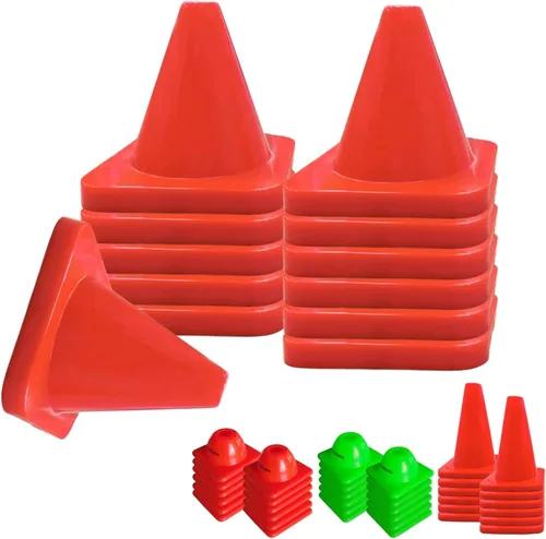 Versatyle Heavy Duty Agility Training Cones (2 in, 6 in, 9 in, 12 in, 18 in, 28 in) for Sports and Kids Coaching, Multipurpose Field Marker Cones,