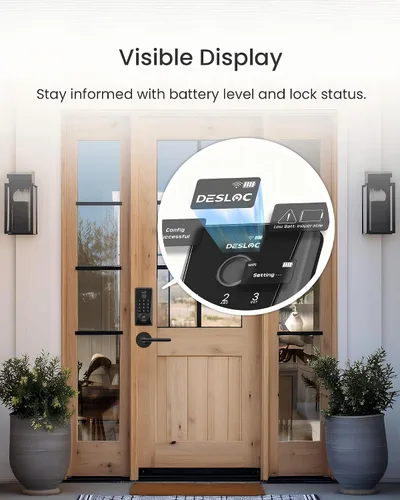Miniatura 7 de DESLOC D110 Plus Cerradura inteligente incorporada con Wi-Fi con 2 manijas de palanca, juego de cerradura de puerta de entrada sin llave con huellas