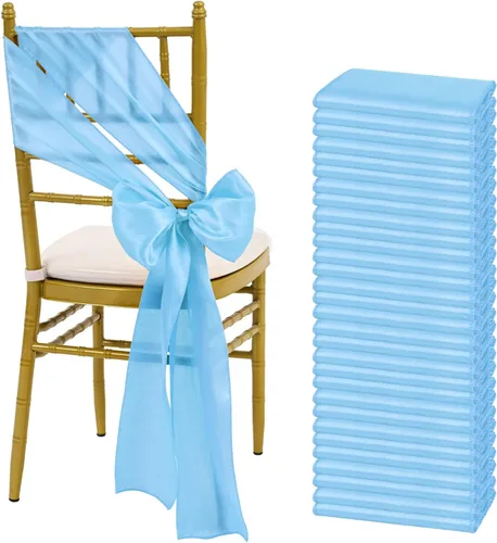 Miniatura 10 de fani 60 cintas de satén negras de 7 x 108 pulgadas para silla, fundas universales para silla, bodas, fiestas de cumpleaños, celebraciones, hoteles