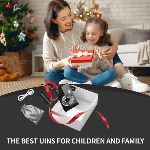 Miniatura 7 de Cámara digital para niños y principiantes, cámara digital 4K con tarjeta SD de 64 GB, zoom 16X, cámara compacta de apuntar y disparar con pantalla