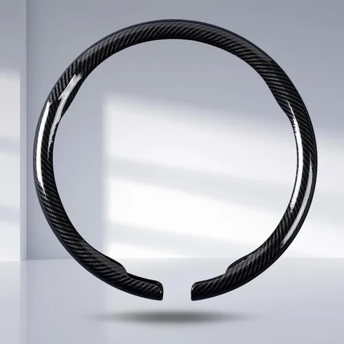 Funda para volante de automóvil de fibra de carbono a presión, accesorios para volante, envoltura 14.5-15 pulgadas, agarre universal antideslizante,