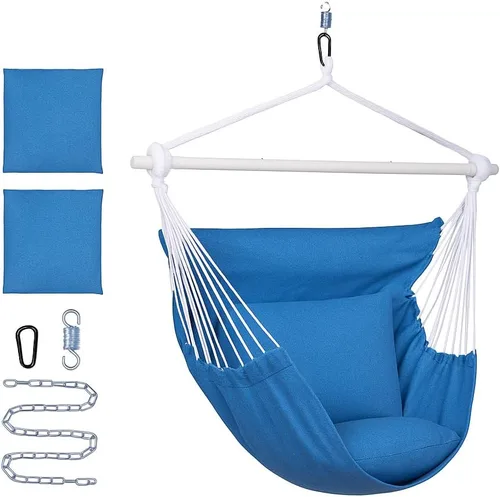 Miniatura 10 de Backyard Expressions Silla Hamaca Colgante con Cojines y Kit para Colgar – Capacidad de 500 lb, Tela de Mezcla de Algodón, para Uso