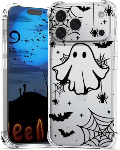 Miniatura 37 de Funda de Halloween para Google Pixel 6A transparente con diseños de murciélagos fantasmas, funda para teléfono para niñas, elegante, delgada, a