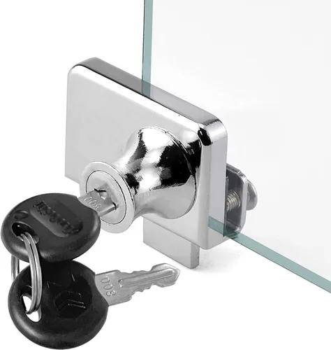 Miniatura 15 de Aleación de zinc sin taladro Cerradura de puerta de vidrio Cerradura de puerta doble Pantalla de gabinete 2 llaves para vidrio de 0.21-0.31