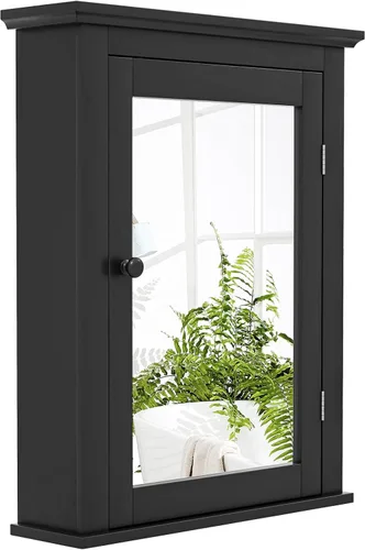 Miniatura 10 de Botiquín blanco con espejo, almacenamiento ajustable montado en la pared para baño, sala de estar, dormitorio, entrada y cocina