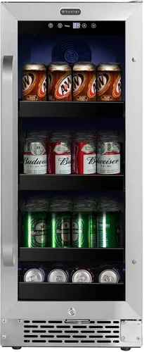 Miniatura 11 de Whynter BBR-638SB Refrigerador y enfriador de bebidas integrado debajo del mostrador de 12 pulgadas, refrigerador con puerta de vidrio, 2.0 pies