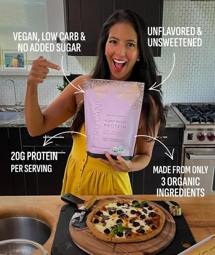 Miniatura 2 de Truvani Proteína en Polvo de Guisante Vegana Sin Sabor 20g de Proteína Orgánica a Base de Plantas 1 Porción Keto Sin Gluten y Lácteos
