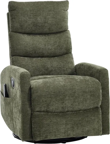 Miniatura 15 de PELUMY Sillón reclinable y mecedora giratoria de 360° con calor y masaje vibratorio, silla balancín para adultos, sillón reclinable compacto