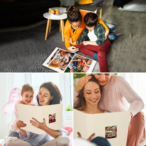 Miniatura 7 de Álbum de fotos de 8.5 x 11 pulgadas con capacidad para 72 fotos, cubierta de lino con ventana frontal, páginas interiores transparentes de 8.5 x 11