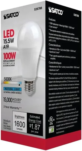 Miniatura 7 de Satco S28788 15.5A19/LED/50K/ND/120V (6 bombillas LED)