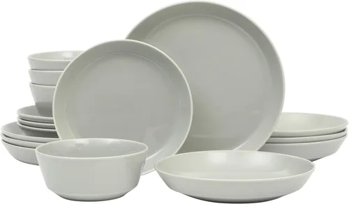 Miniatura 7 de Gibson Home Oslo - Juego de vajilla de porcelana resistente a las astillas y a los arañazos de 12 piezas, servicio para 4 – Platos y cuencos negros