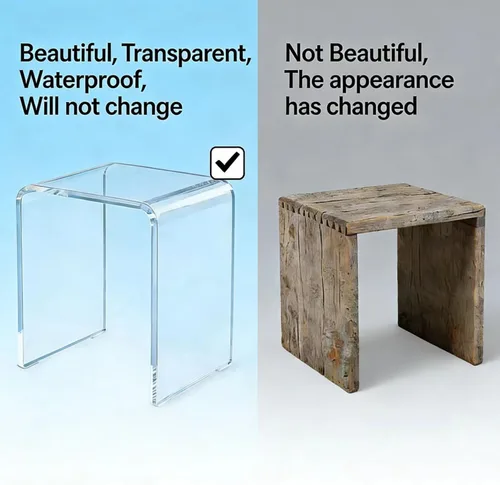 Miniatura 9 de Mesa auxiliar de acrílico transparente transparente con bordes redondeados, mesa pequeña compacta de 18 pulgadas de alto, mesa auxiliar de acrílico