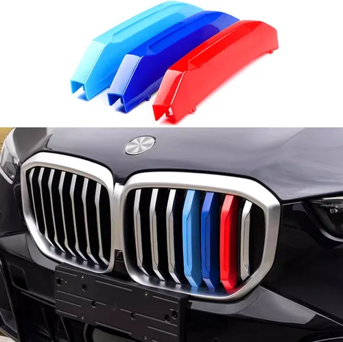 Miniatura 8 de Tiras de rejilla insertadas tricolores compatibles con BMW 2003-2006 E53 X5, parrilla central de riñón de 7 vigas