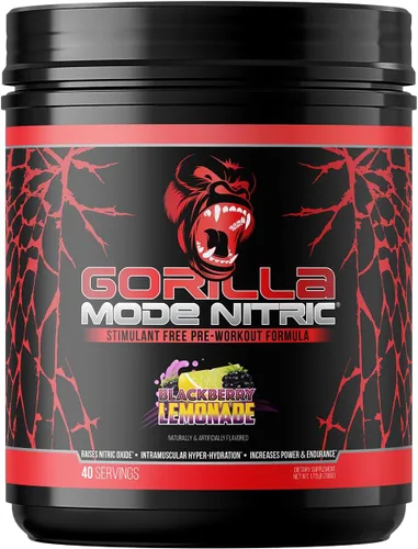 Gorilla Mode Nitric mejorado sin estimulantes antes del entrenamiento – Mejor sabor y más eficaz sin estimulantes antes del entrenamiento/bomba