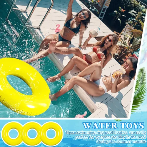 Miniatura 4 de JellyArch 6 Piezas de Flotadores Inflables para Piscina de 28 Pulgadas, Tubo de Natación a Granel para Adultos, Flotadores de Piscina para Amarillo