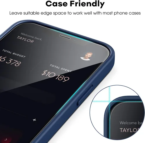 Miniatura 7 de JETech Protector de pantalla de cobertura completa para iPhone 12/12 Pro de 6.1 pulgadas, película de vidrio templado con herramienta de fácil