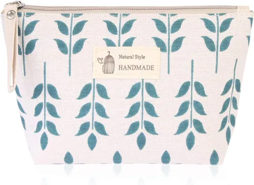 Miniatura 8 de RIAH FASHION Bolsa portátil de viaje para maquillaje cosmético, organizador de artículos de tocador, bolso de pulsera, floral, a cuadros, corcho