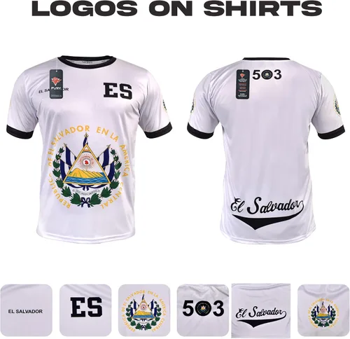 Miniatura 4 de Fury Camiseta de fútbol El Salvador - Camisa unisex blanca y negra para todos los salvadoreños