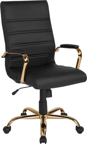 Miniatura 24 de Flash Furniture Whitney - Silla de escritorio giratoria de LeatherSoft con respaldo alto con asiento acolchado y reposabrazos, silla de oficina