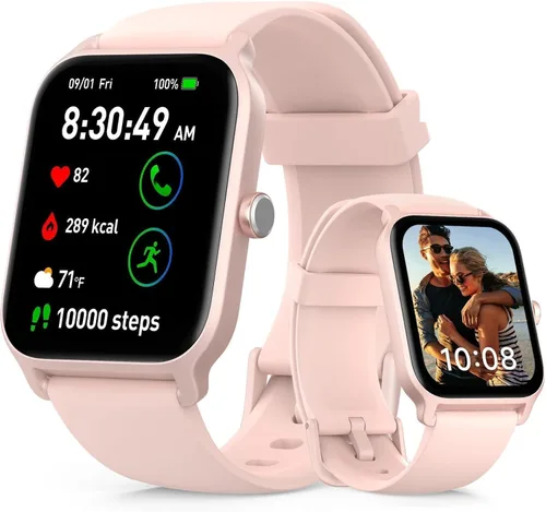 Relojes inteligentes para mujeres y hombres, pantalla táctil HD de 1.85 pulgadas con alertas de llamadas y mensajes, monitor de frecuencia cardíaca