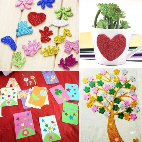 Miniatura 8 de Hojas de espuma con purpurina autoadhesivas de 8 x 12 pulgadas, papel trasero de 10 unidades para actividades de manualidades infantiles, cortadores