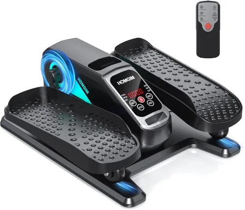 HOMGIM Máquina elíptica para debajo del escritorio, ejercitador de piernas motorizado silencioso con control remoto inteligente, programas manuales