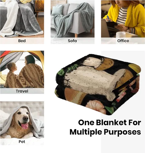 Miniatura 5 de Manta de hongo, regalos para mujeres, manta de franela de vellón suave y acogedora para todas las estaciones, para sofá, sillón, manta de decoración