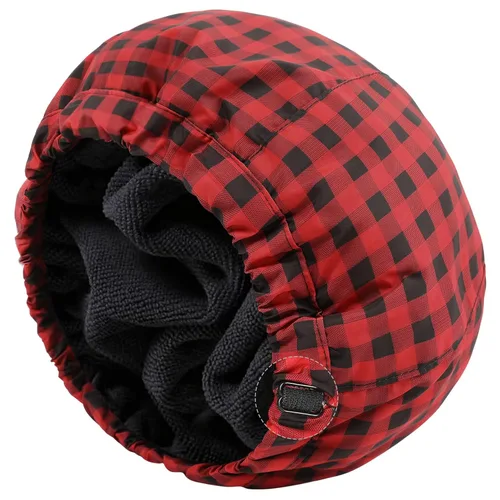 Miniatura 10 de Gorro de ducha para hombre, gorro de baño negro, reversible, con forro de rizo, grande, impermeable, ajustable, banda elástica, dobladillo elástico