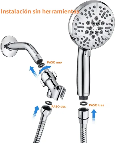 Miniatura 7 de Cabezal de ducha de mano de alta presión, cobertura de cuerpo completo, potente cabezal con manguera de 60 pulgadas de largo y soporte con junta