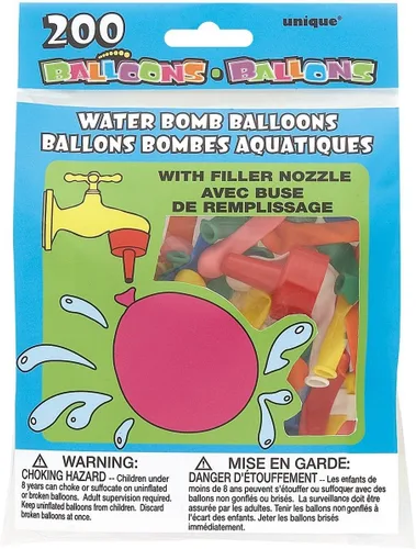 Globos de bomba de agua surtidos con boquilla, paquete de 200 globos de látex fáciles de llenar y duraderos, perfectos para fiestas de verano y