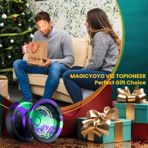 Miniatura 6 de MAGICYOYO Responsive Yoyos - Paquete de 2 yoyos de metal V12 + yoyo de plástico K2 verde brillante, yoyo profesional para niños, yoyo de doble