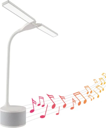 Miniatura 5 de OttLite Lámpara de escritorio LED con doble cabezal y altavoz Bluetooth, regulable con control táctil y modos de color, puerto de carga USB, LED